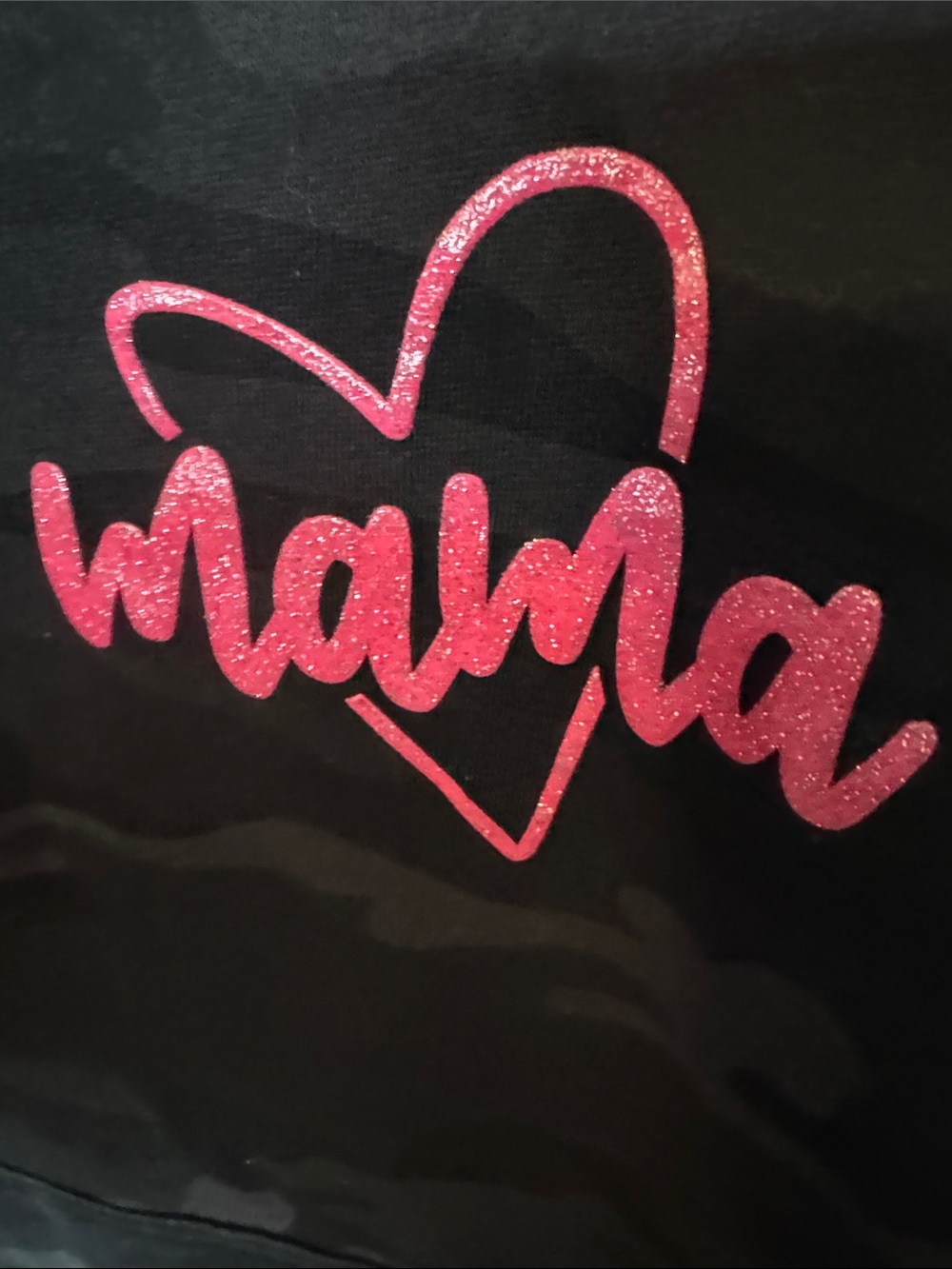 Black Camo "Mama" Hoodie with Pink Script - Picture 3 of 6